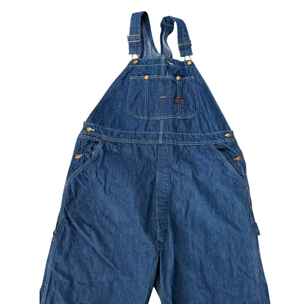 VTG Burlington Sanforized Union Made Blue Denim Bib Overalls 40x31 50s USA Made